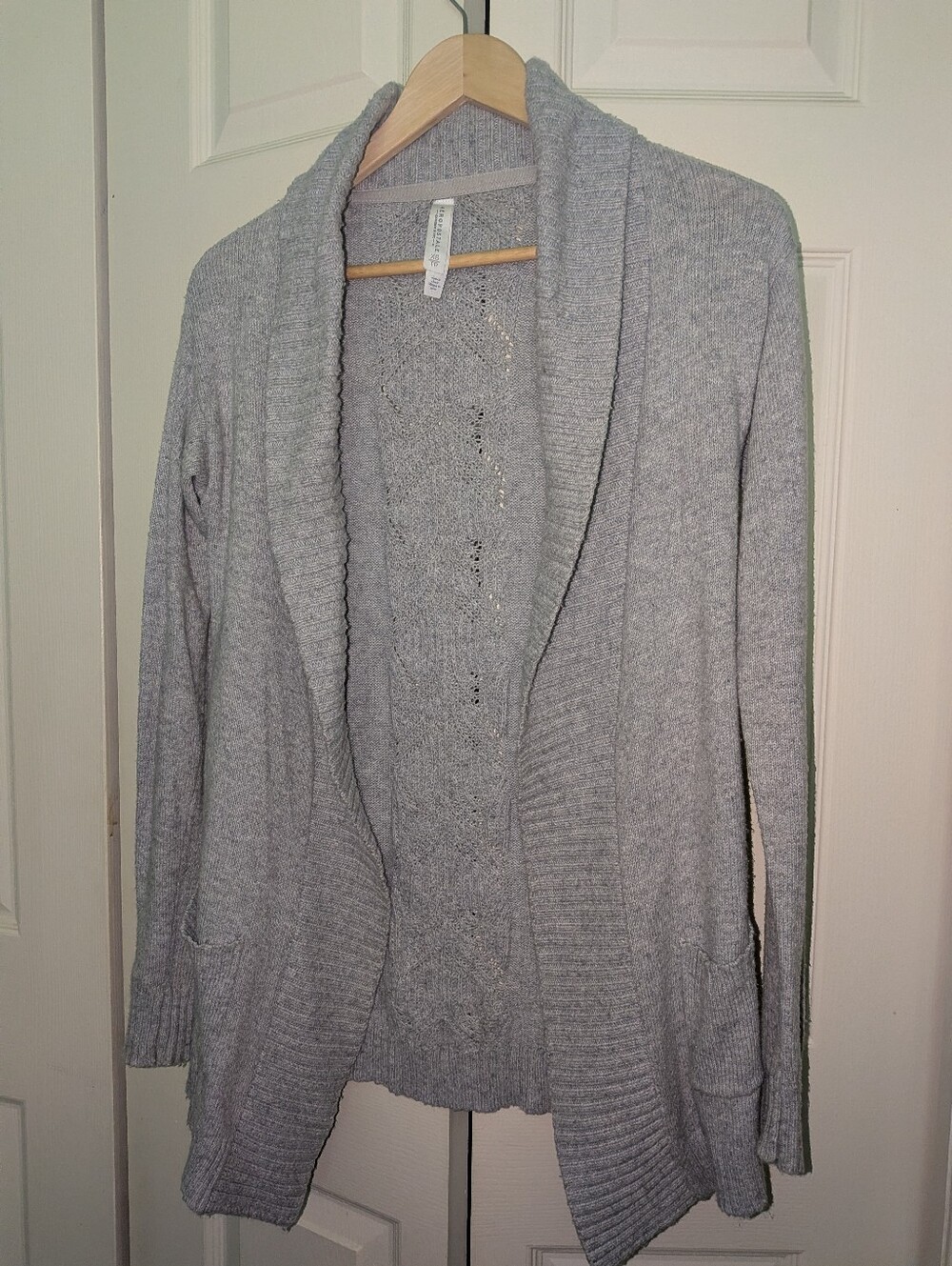 Aeropostale Heather Gray Open-Front Knit Cardigan